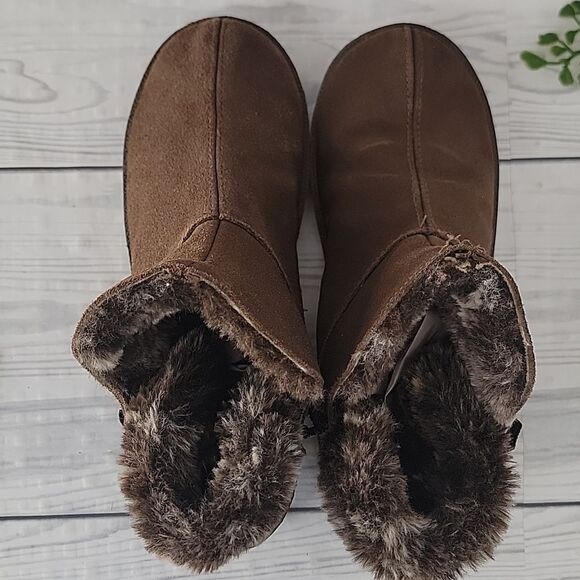 Natural Reflections Cozy Brown Fur-Lined Ankle Bootie Slippers Womens Size 8 - Picture 5 of 9